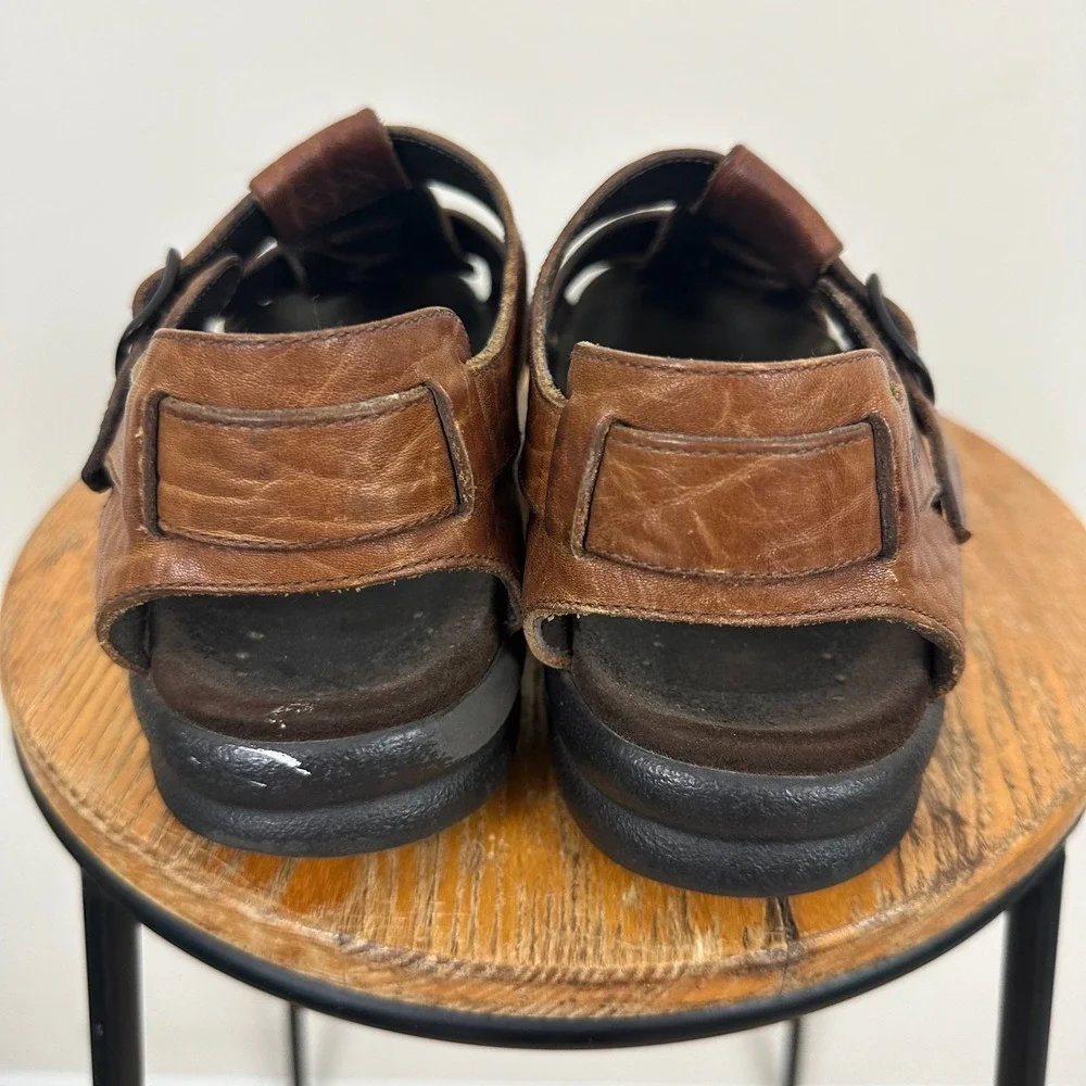 Mephisto Sam Mens 10 Fisherman Sandals Brown Leather Adjustable Buckled Strap